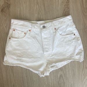 Levi 501 White Denim Shorts